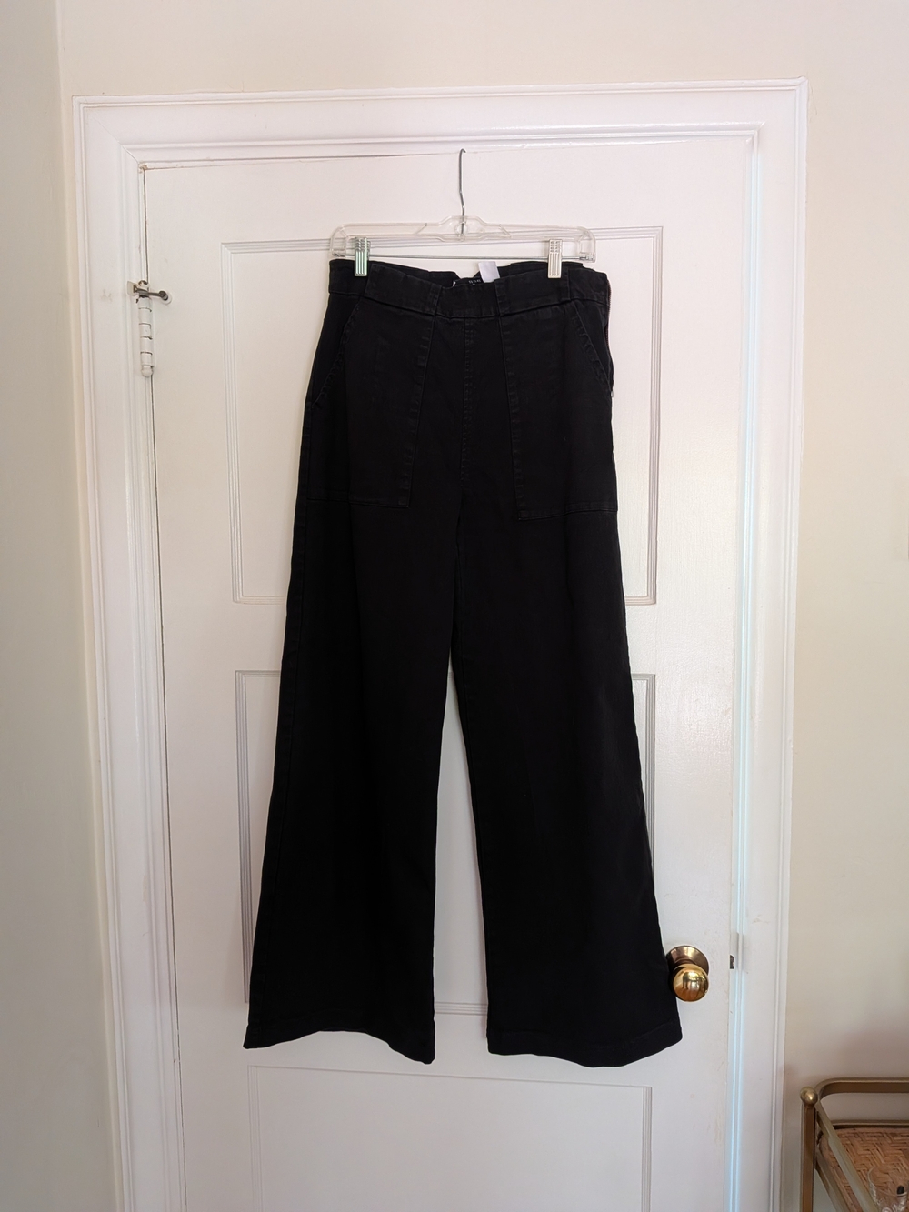 Loup Sabrina Wide-Leg Black Pants with Front Patch Pockets